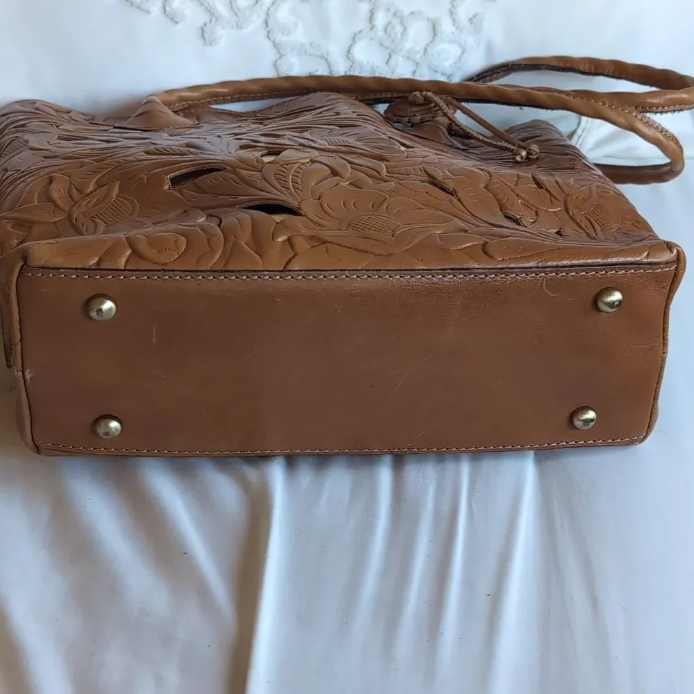 Patricia Nash Adeline 10th Edition  Hand Cutout Tooled Leather Tote Bag 🤎
